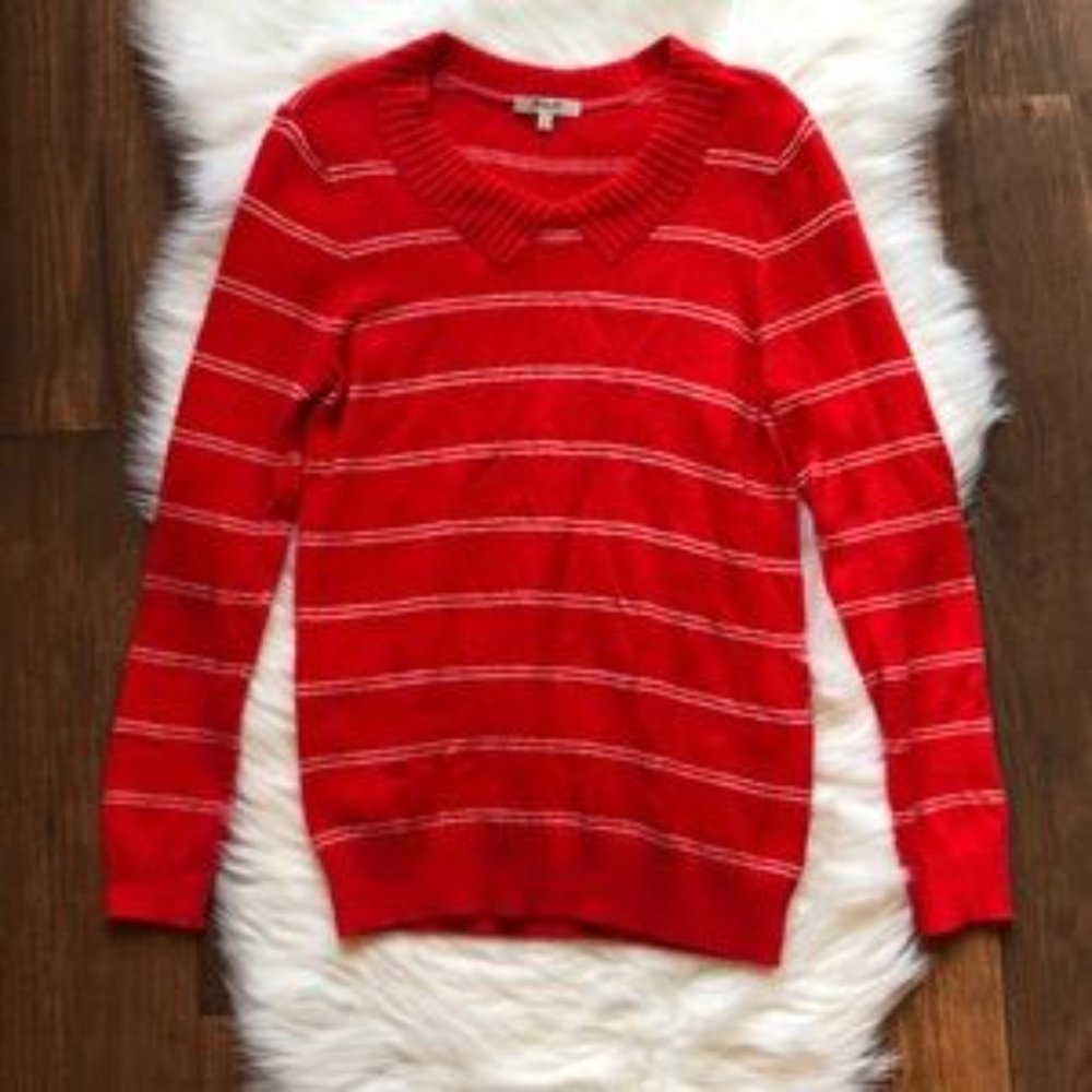 Madewell Stripe Faux Collar Pullover Sweater Size M - Worth $78